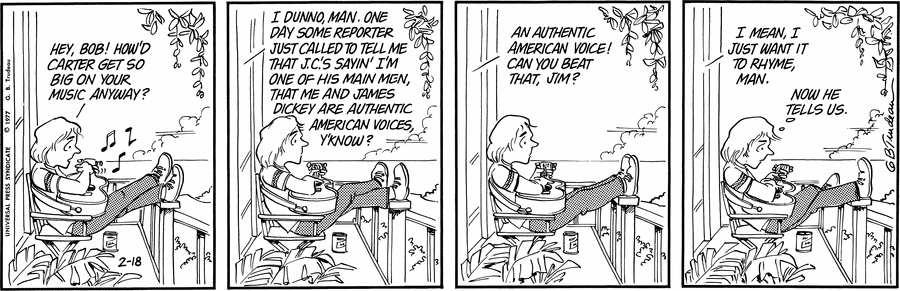 Doonesbury Comic Strip for February 18, 1977 