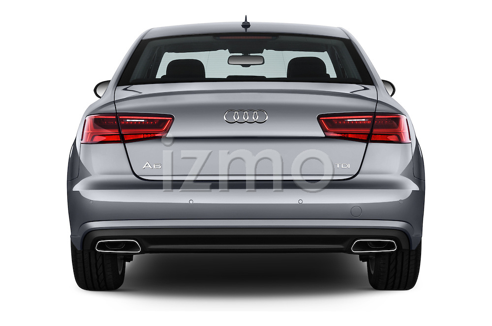 Straight rear view of 2016 Audi A6 - 4 Door Sedan Rear View  stock images